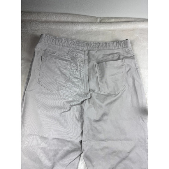 LL Bean Pants Pull On Size 18 Reg Khaki Wide Leg Stretch Hiking Travel - Picture 8 of 11